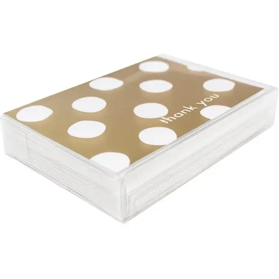 JAM Paper 3.5" x 4.875" Gold Polka Dot Thank You Cards & Envelopes, 10ct. {5}
