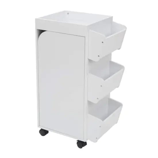 Studio Designs White & Black Swivel Mobile Organizer Cart {7}