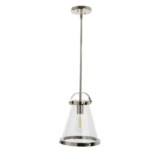 Hello Honey&reg; Robert Stevenson Lighting Wesley Metal & Seedy Glass Ceiling Light Polished Nickel {10}