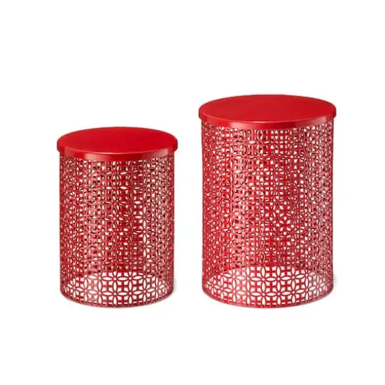 Glitzhome&reg; Multi-Functional Metal Accent Table Set Red {1}