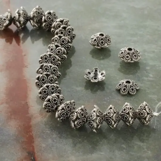 Silver Metal Flower Cap Beads, 10mm by Bead Landing&trade; {3}
