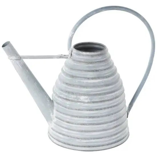 14" Gray Metal Beehive Shaped Watering Can Planter {1}