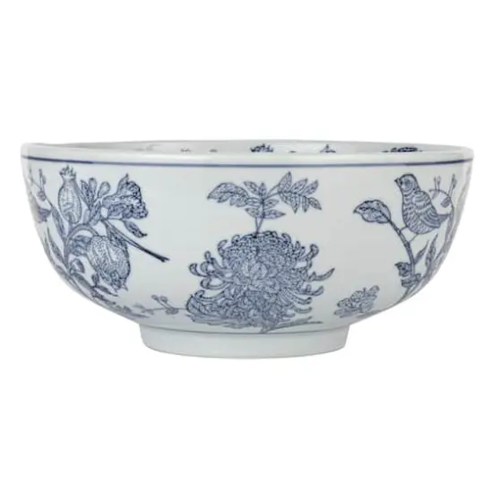 Hello Honey® 10" Blue & White Aviary Garden Stoneware Bowl {9}