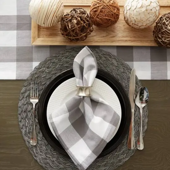 DII&reg; Buffalo Check Oversized Napkin, 6ct. Gray/White {11}