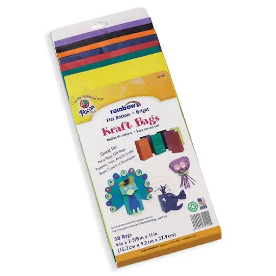 Pacon&reg; Rainbow&reg; Colorful Kraft Bags, 3 Packs of 28 {3}