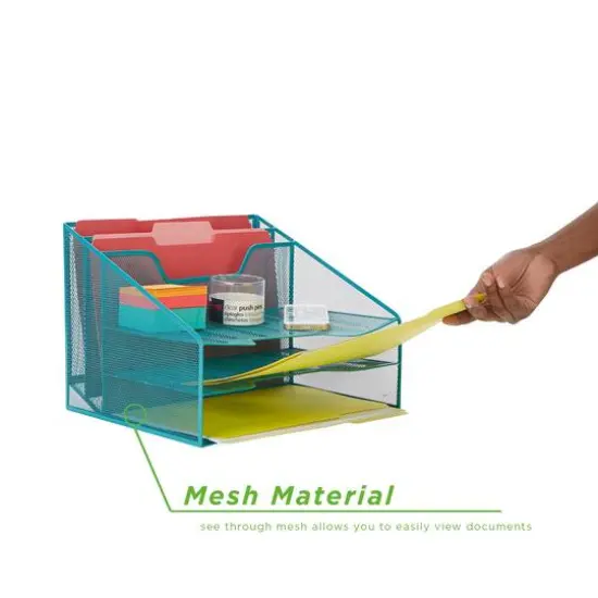 Mind Reader 5-Compartment Desk Organizer Turquoise {9}