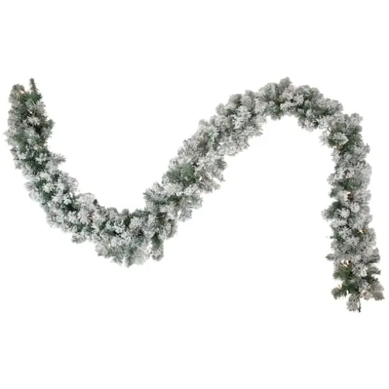 9ft. Pre-Lit Christmas Artificial Flocked Madison Pine Garland {1}