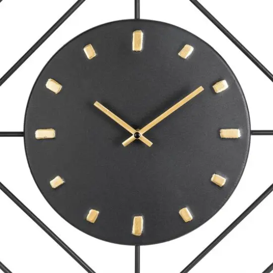 Glitzhome&reg; 24" Modern Metal Black & Golden Octagon Design Wall Clock {8}