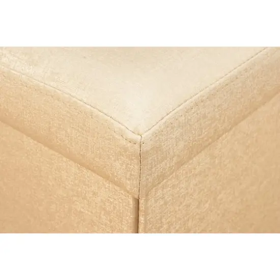 Simplify Metallic Faux Leather Folding Storage Ottoman Cube Gold {6}