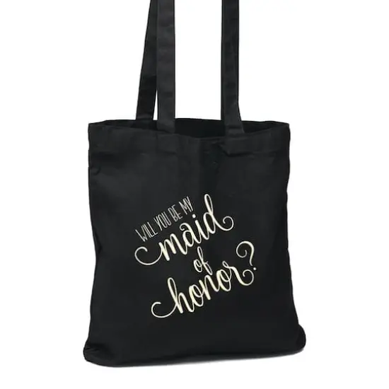 Hortense B. Hewitt Co. Will You Be My Maid of Honor Black Tote Bag {1}