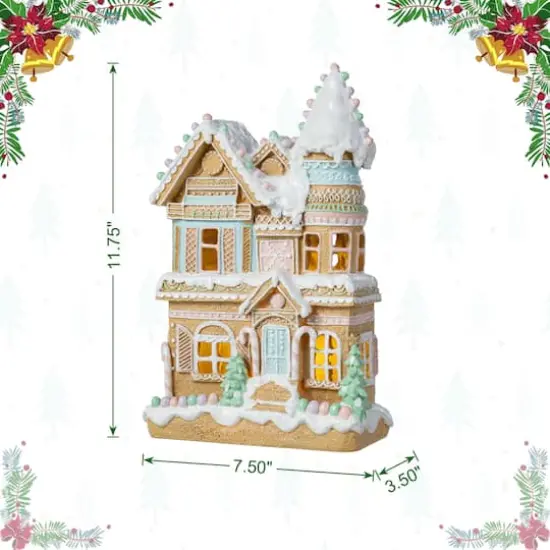 Glitzhome&reg; 11.75" Christmas Macaron Resin Village Table Decor {9}