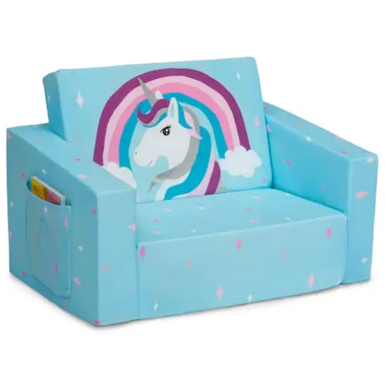 Delta Children Blue Unicorn Cozee Flip Out 2-in-1 Convertible Chair to Lounger {3}