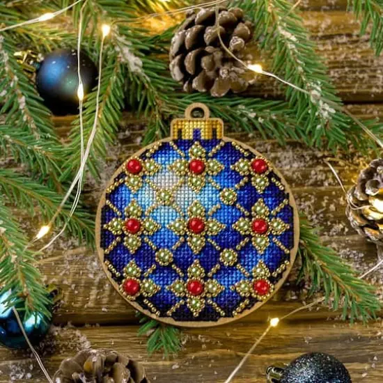 Wonderland Crafts Blue & Red Ornament Cross-Stitch Kit {1}