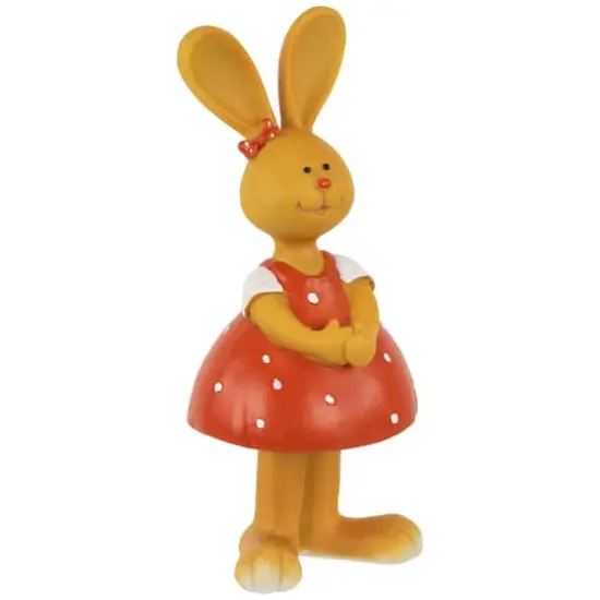 8" Bunny Girl in Polka Dot Dress Easter Outdoor Garden Statue {5}