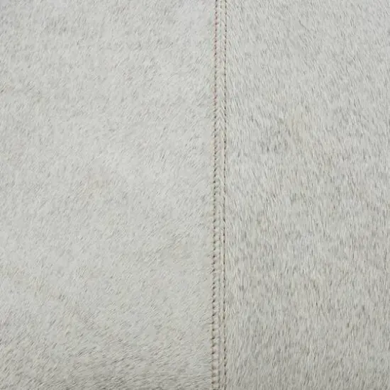 Light Gray Leather Geometric Bench with Angled Silver Metal Base {7}