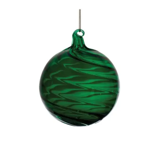 Emerald Green Swirl Glass Ornaments Set {4}