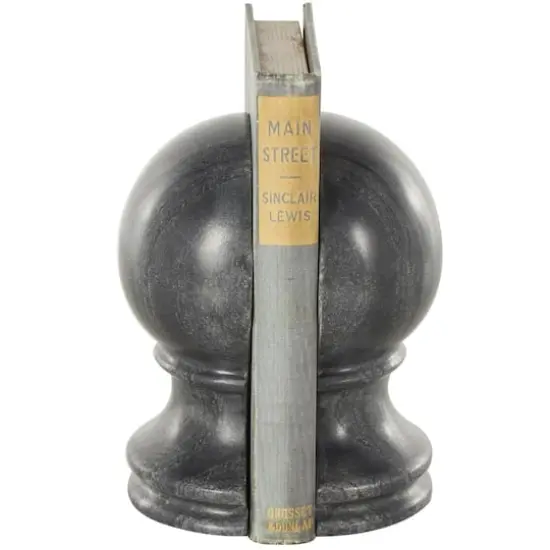 7" Black Marble Globe Sleek Orb Decorative Bookends, 2ct. {4}