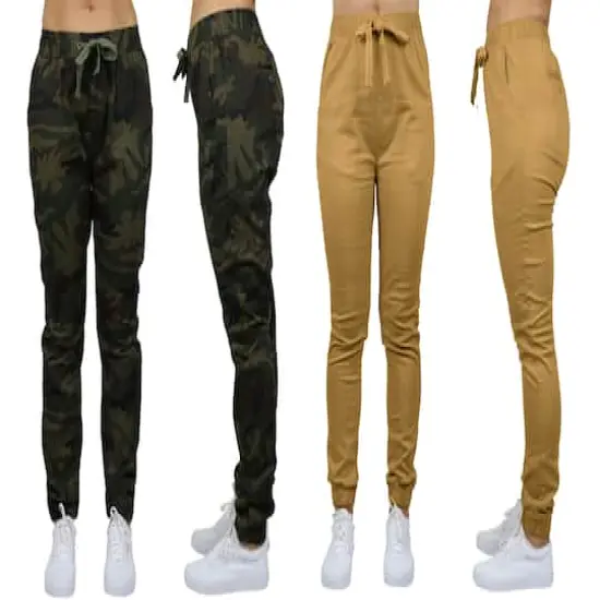 Galaxy By Harvic Loose Fit Stretch Twill Women's Joggers 2 Pack Camouflage/Timber {1}