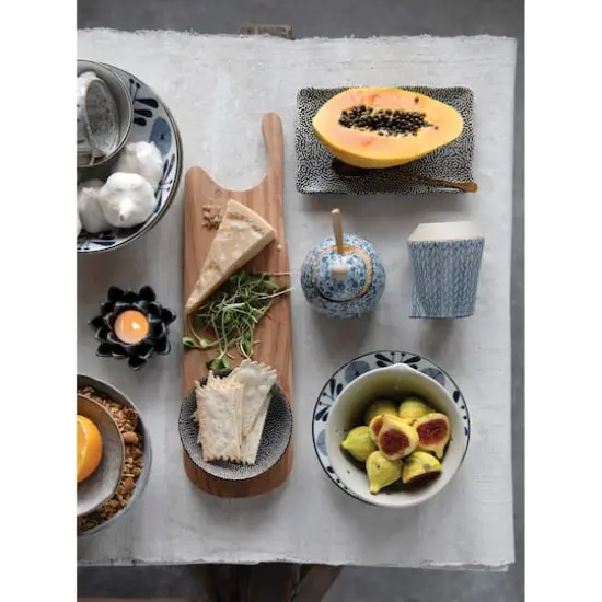 Hello Honey&reg; Blue Floral Hand-Painted Sugar & Creamer Stoneware Set {3}