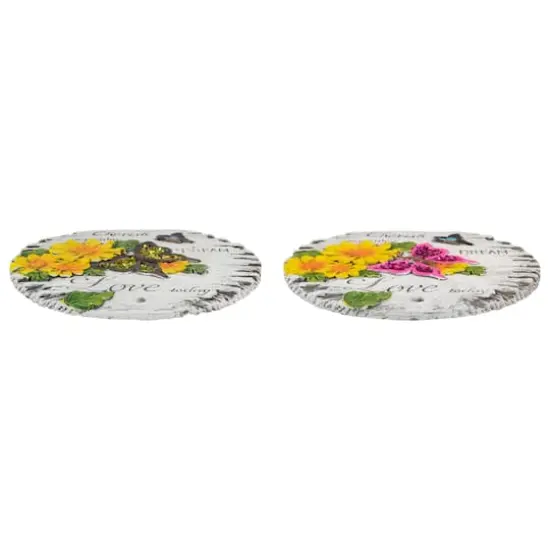 10" "Love Today" Outdoor Floral Garden Stones Set {5}
