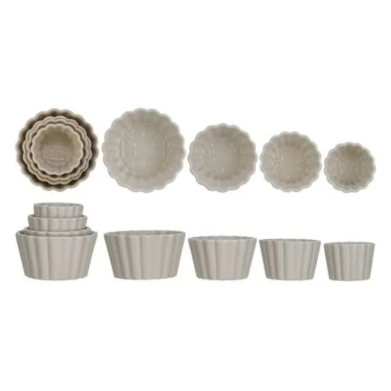 Hello Honey&reg; Embossed Cream Fluted Round Stoneware Bowl Set {1}