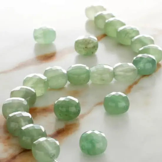 Green Faceted Aventurine Coin Beads, 8mm by Bead Landing&trade; {3}