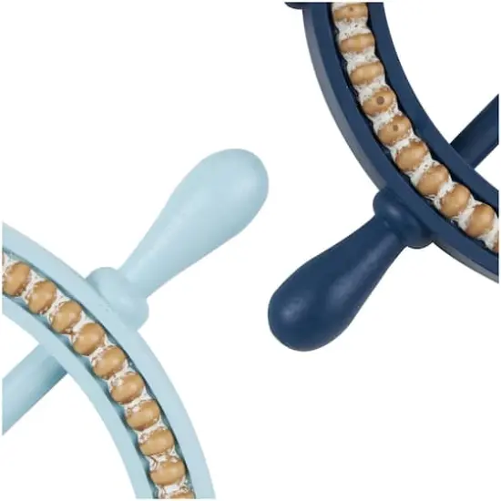 Multicolored Nautical Wooden Ship Wheels with Beaded Accents Wall D&eacute;cor Set {5}