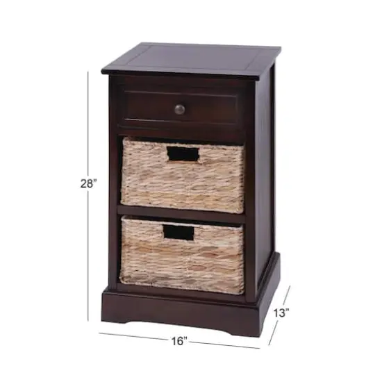 28" Brown Traditional Wood Storage Unit {5}