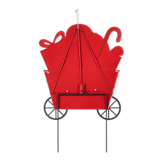 Glitzhome&reg; 24" Metal Christmas Dog and Gift Cart Yard Stake {8}