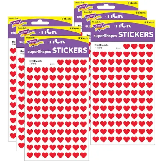Trend Enterprises&reg; superShapes Red Hearts Stickers, 6 Packs of 800ct. {1}