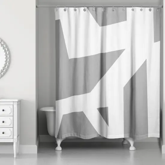 Geo Blocks Shower Curtain Gray {3}