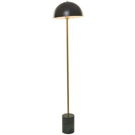 Black Metal Umbrella Style Floor Lamp with Marble Base 14" x 14" x 62" {1}