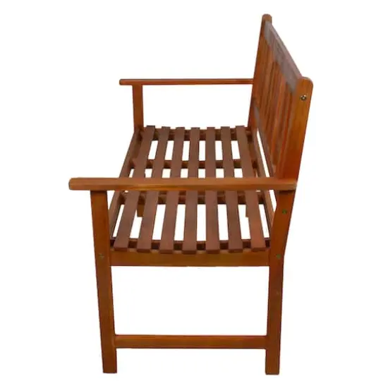 48" Light Brown Acacia Wood Outdoor Patio Bench {5}