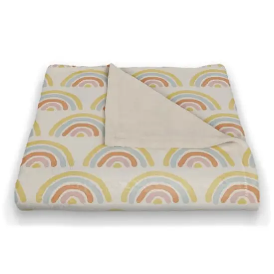 Retro Color Rainbow Fleece Throw Blanket {3}