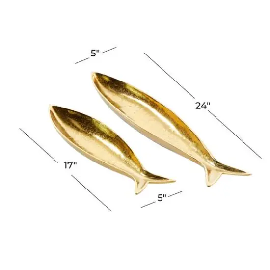 CosmoLiving by Cosmopolitan Aluminum Fish Tray Set Gold {7}