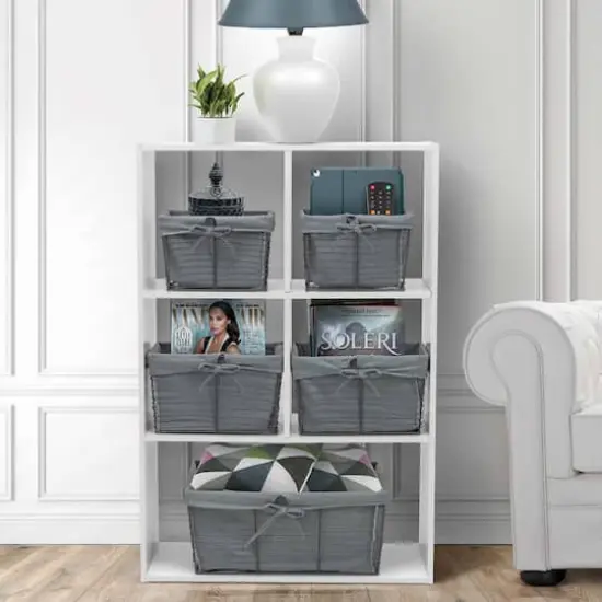 Sorbus Gray Wire Basket with Removable Liner Set {3}