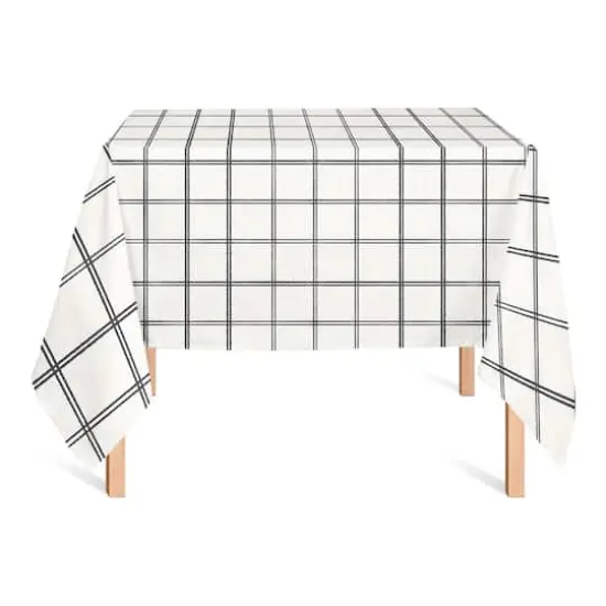 Gray On Cream Grid 58x58 Tablecloth {3}