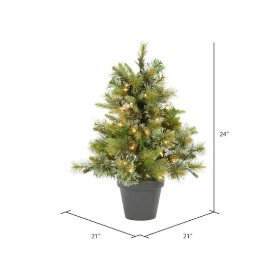 2ft. Pre-Lit Cashmere Pine Artificial Christmas Tree in Pot, Warm White Dura-Lit&reg; LED Lights {4}