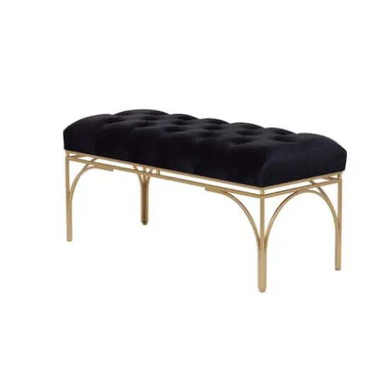 Black Metal Glam Bench, 19" x 39" x 17" {4}