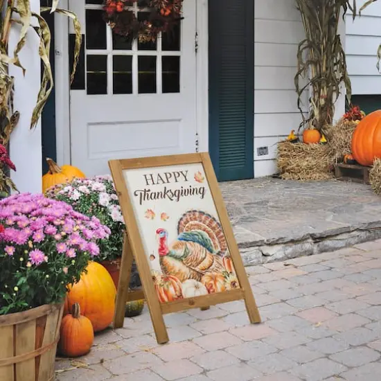 Glitzhome&reg; 24" Thanksgiving Turkey Easel Porch Sign {3}