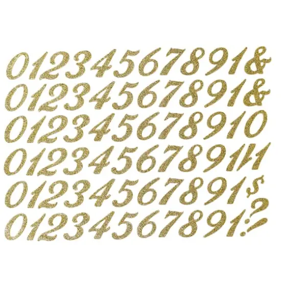 JAM Paper Numbers Gold Script Floral Adhesive {1}