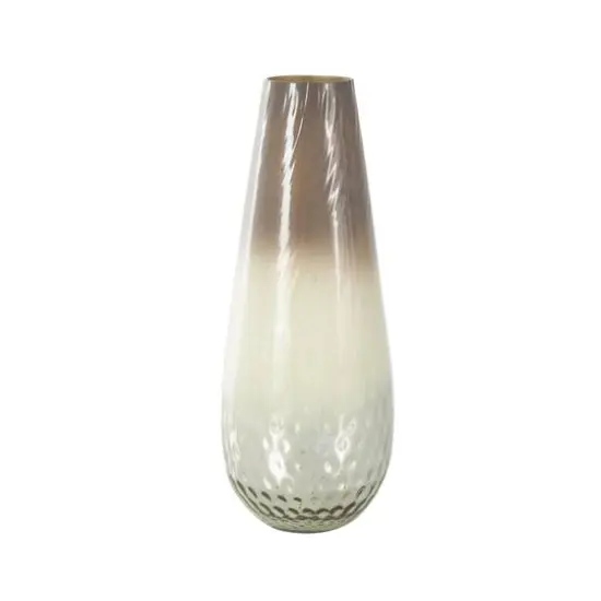 17" Brown Spotted Glass Ombre Vase {4}