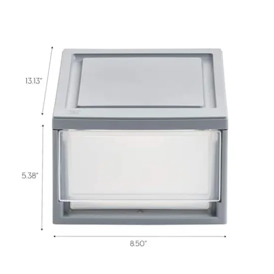 IRIS&reg; 6qt. Gray Stackable Storage Bin with Clear Drawer {5}