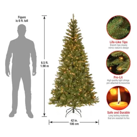 6.5 ft. Pre-Lit Aspen Spruce Slim Artificial Christmas Tree, Clear Lights {6}