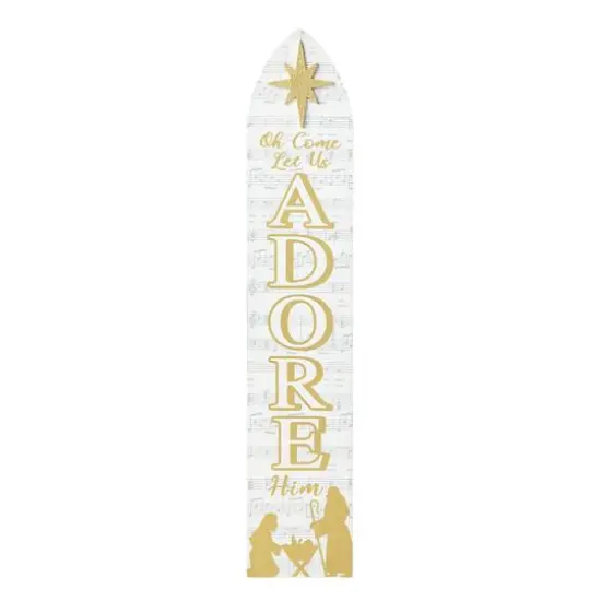 Glitzhome® 42" Wood "Let Us Adore Him" Nativity Porch Décor {7}