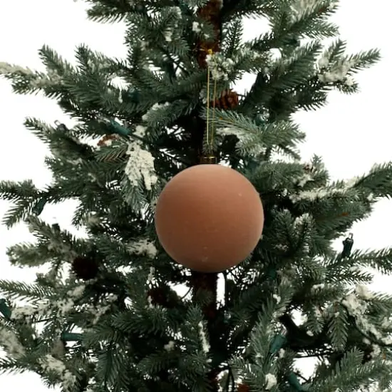 4 Pack 3.8" Flocked Shatterproof Ball Ornaments by Ashland® Light Brown {4}