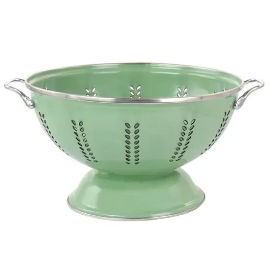 Gibson Home Plaza Cafe Green 4 Quart Enamel Colander {1}