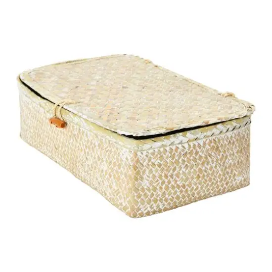 Hello Honey&reg; Whitewashed Hand-Woven Seagrass Boxes with Lids & Toggle Closure Set {8}