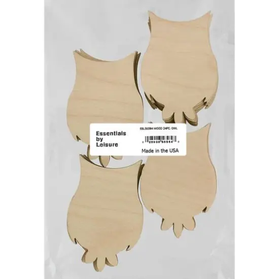 Essentials by Leisure Arts 24 Pack 2.38" x 3.75" Owl Flat Wood Shape {1}