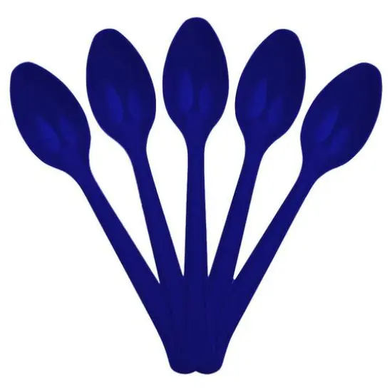 JAM Paper Premium Disposable Plastic Spoons, 48ct. Navy Blue {1}